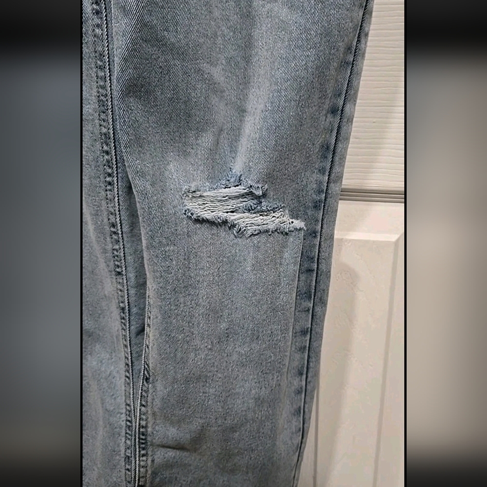 So Girls 10 Lightwash Denim Overalls Distressed Relaxed Wide Leg Jeans School - Picture 4 of 6